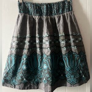 Free People Gray and Teal A-Line Skirt